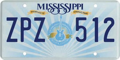 MS license plate ZPZ512