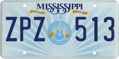 MS license plate ZPZ513