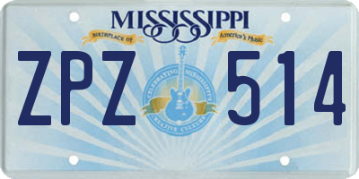 MS license plate ZPZ514