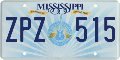 MS license plate ZPZ515