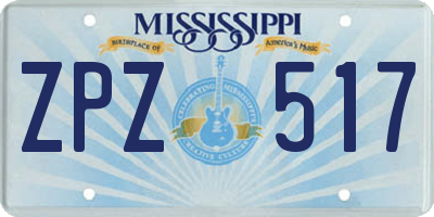 MS license plate ZPZ517