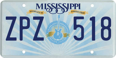 MS license plate ZPZ518
