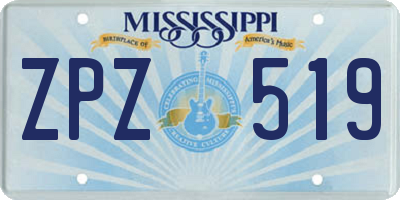 MS license plate ZPZ519