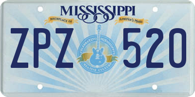 MS license plate ZPZ520