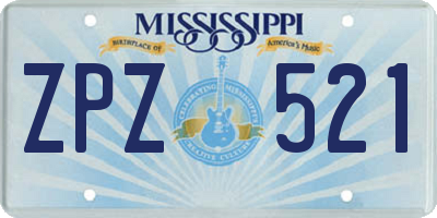 MS license plate ZPZ521