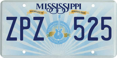MS license plate ZPZ525