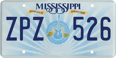MS license plate ZPZ526