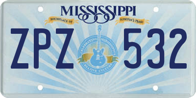 MS license plate ZPZ532