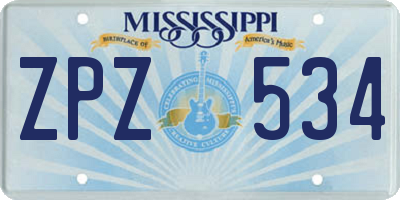 MS license plate ZPZ534