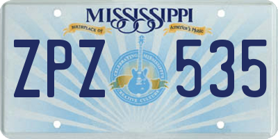 MS license plate ZPZ535