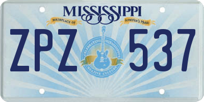MS license plate ZPZ537