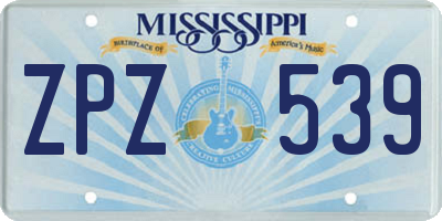 MS license plate ZPZ539