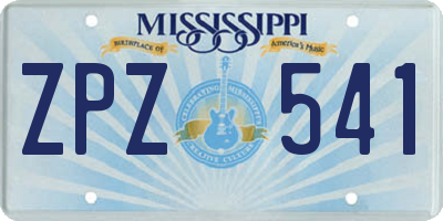 MS license plate ZPZ541