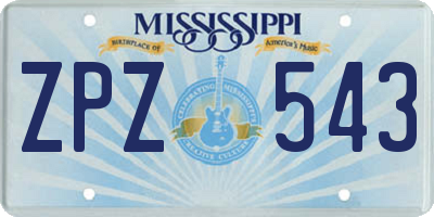 MS license plate ZPZ543