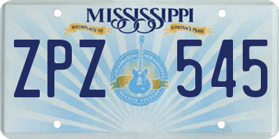MS license plate ZPZ545
