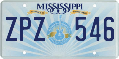 MS license plate ZPZ546
