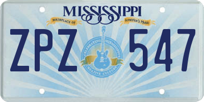 MS license plate ZPZ547