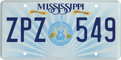 MS license plate ZPZ549
