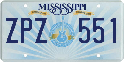 MS license plate ZPZ551