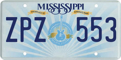 MS license plate ZPZ553