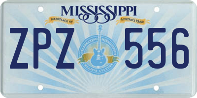 MS license plate ZPZ556