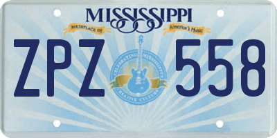MS license plate ZPZ558
