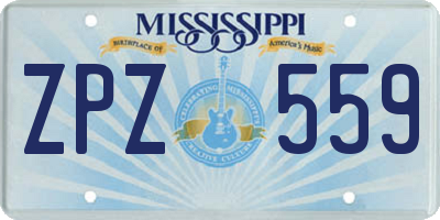 MS license plate ZPZ559
