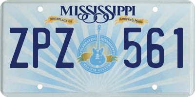 MS license plate ZPZ561