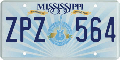 MS license plate ZPZ564