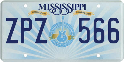 MS license plate ZPZ566