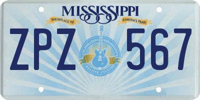 MS license plate ZPZ567