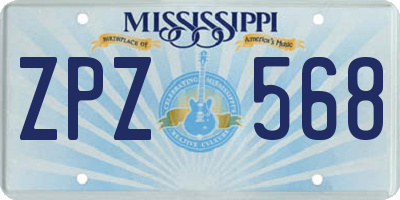MS license plate ZPZ568