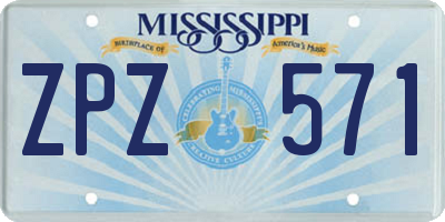 MS license plate ZPZ571