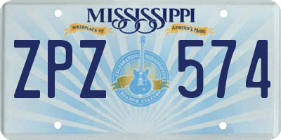 MS license plate ZPZ574