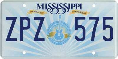MS license plate ZPZ575