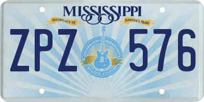 MS license plate ZPZ576