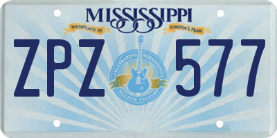 MS license plate ZPZ577