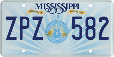 MS license plate ZPZ582