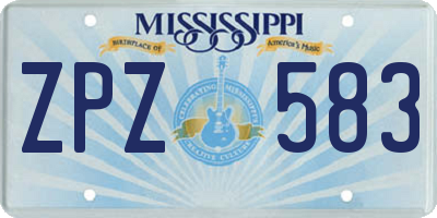 MS license plate ZPZ583