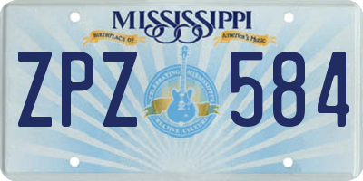 MS license plate ZPZ584