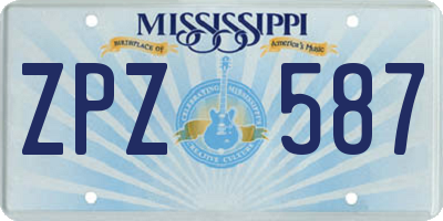 MS license plate ZPZ587