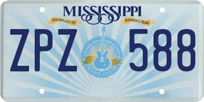 MS license plate ZPZ588