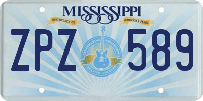 MS license plate ZPZ589