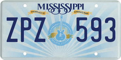 MS license plate ZPZ593
