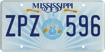 MS license plate ZPZ596