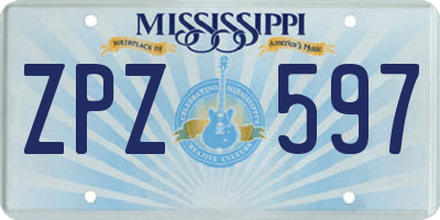 MS license plate ZPZ597