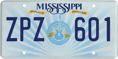 MS license plate ZPZ601