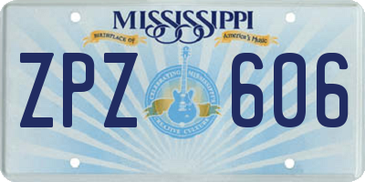 MS license plate ZPZ606