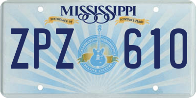 MS license plate ZPZ610