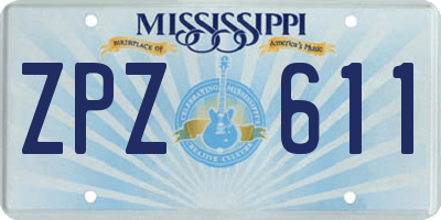 MS license plate ZPZ611